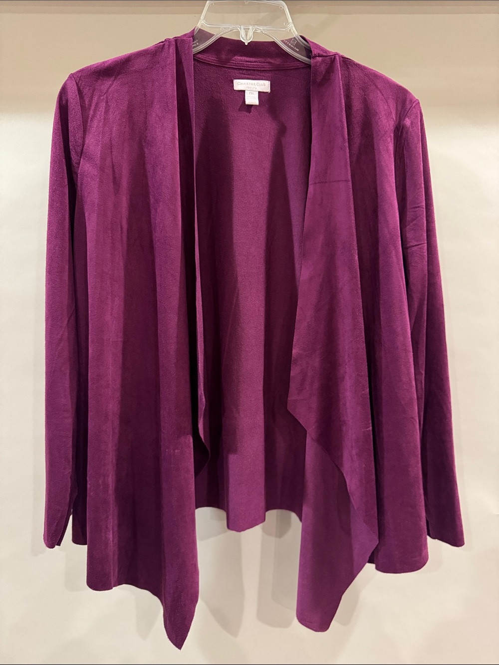 Charter Club Plum Open-Front Draped Soft Cardigan